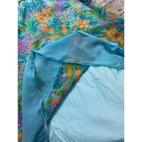 Vtg 60s MOD Maxi Dress XS/S Chiffon Flower Power Psychedelic Hippie‎ Gown Floral - Picture 13 of 13